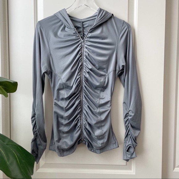Albion Tops - Albion Active Ruched Jacket with Hood and Zipper